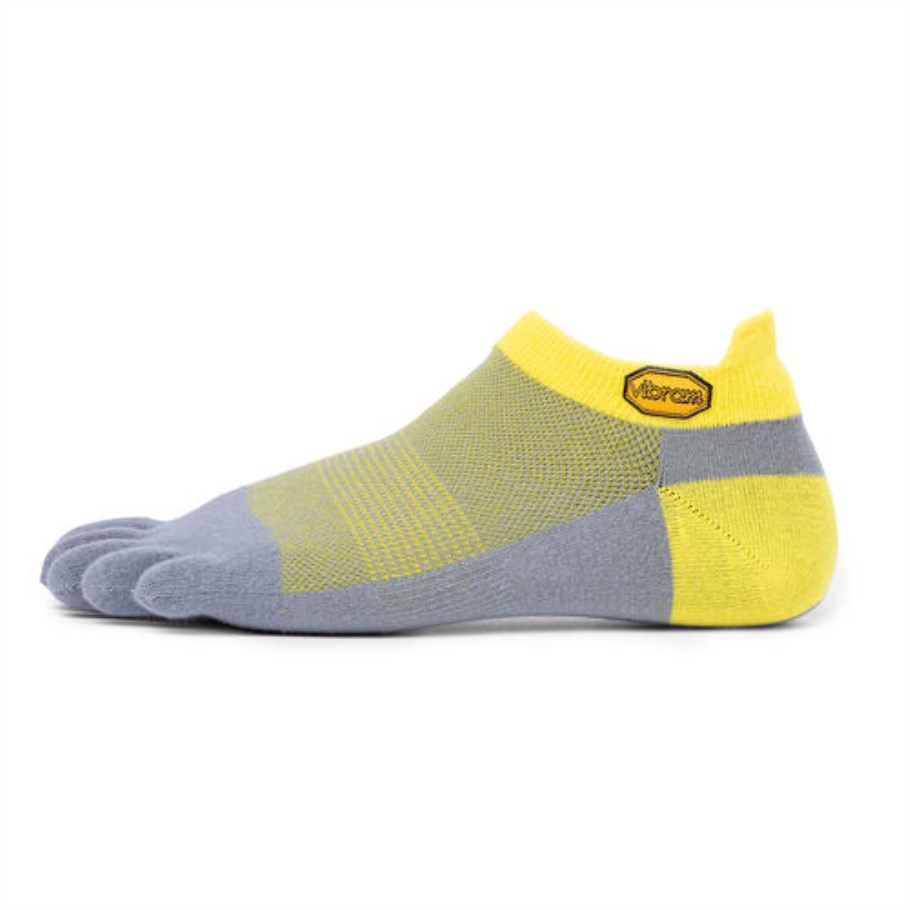 yellow_grey_5toe_sock_no_show_vibram.jpg Yellow-Grey 5Toe Sock No Show Vibram - Image 1
